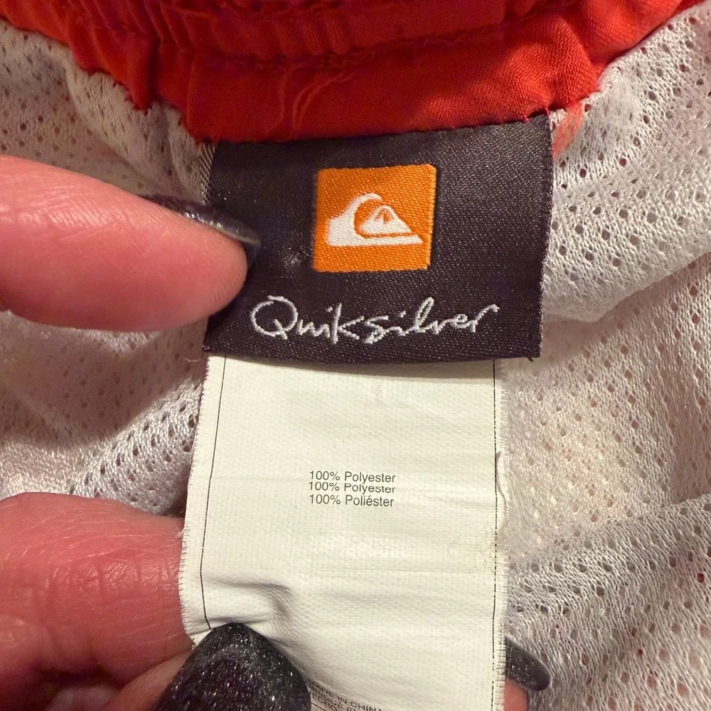 Quiksilver Mens Orange Tribal Fish Print‎ Swim Trunks Board Shorts XL 1502443